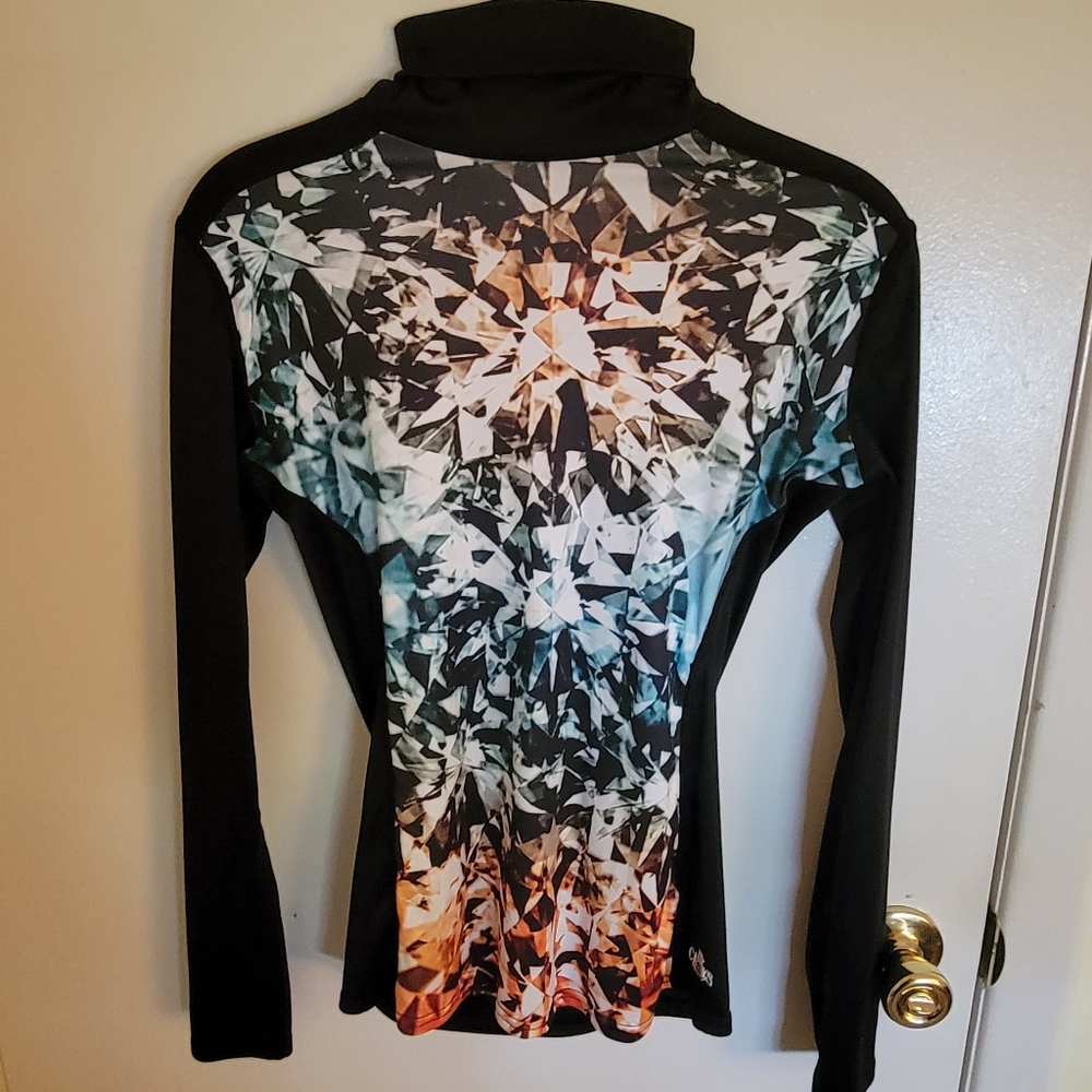 Hot Chillys Vintage Winter Wear Black Front Print Turtleneck szXS